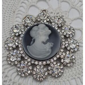 Cameo Rhinestone Pendant Victorian Revival